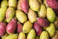 Prickly Pears Ã¢â¬â Large Group of Raw Sicilian Figs Opuntia in Market Box Royalty Free Stock Photo